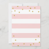 Elegant Gold Confetti Pink Stripes Baby shower Kaart (Achterkant)
