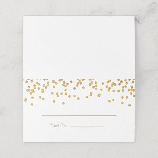 Elegant Gold Confetti Plaatskaartje (Buitenkant ongevouwen)