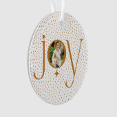 Elegant Gold Confetti Polka Dot Pattern Joy Foto Ornament (voorkant)