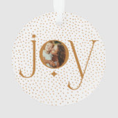 Elegant Gold Confetti Polka Dot Pattern Joy Foto Ornament (achterkant)