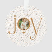 Elegant Gold Confetti Polka Dot Pattern Joy Foto Ornament (voorkant)