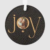 Elegant Gold Confetti Polka Dot Pattern Joy Foto Ornament (achterkant)