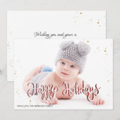 Elegant Gold Confetti Prettige feestdagen Foto (Voorkant / Achterkant)