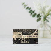 Elegant Gold Confetti, schaar, haardroger Visitekaartje (Staand voorkant)