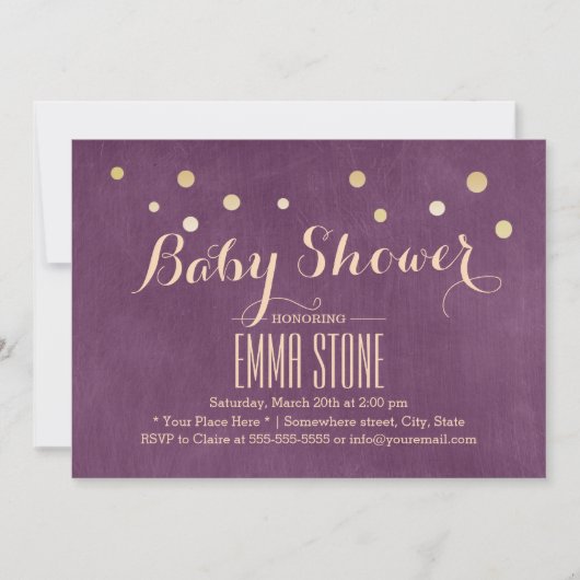 Elegant Gold Confetti Stippen Moderne Baby shower Kaart (Voorkant)