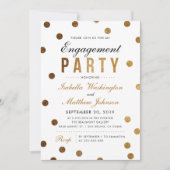 Elegant Gold Confetti & White Engagement Party Kaart (Voorkant)