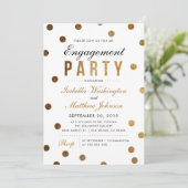 Elegant Gold Confetti & White Engagement Party Kaart (Staand voorkant)