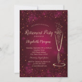 Elegant Gold Confetti Wine Glass Red Retirement Kaart (Voorkant)