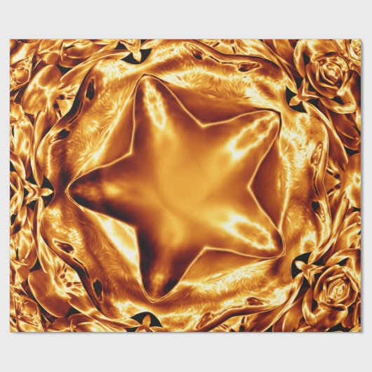 Elegant Gold Copper kerstster Chic Shiny Cadeaupapier (Vlak)