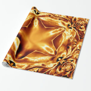 Elegant Gold Copper kerstster Chic Shiny Cadeaupapier