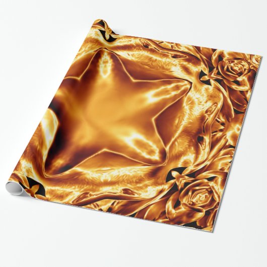 Elegant Gold Copper kerstster Chic Shiny Cadeaupapier (Uitgerold)