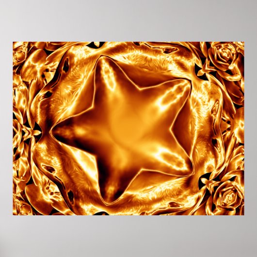 Elegant Gold Copper kerstster Poster (Voorkant)