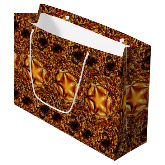 Elegant Gold Copper Kerststerren Chic Gift Bag Large Cadeautasje (Voorkant Gekanteld)
