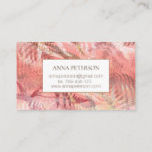 Elegant Gold Coral Pink Fern Leaves Visitekaartje (Achterkant)
