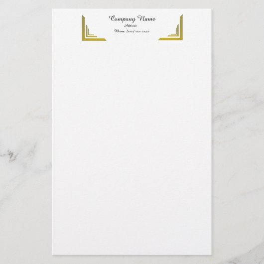 Elegant Gold Corner Border Professional Stationery Briefpapier (Voorkant)