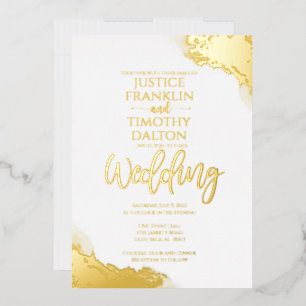Elegant Gold Corner Border Traditional Wedding Folie Uitnodiging