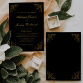 Elegant Gold Corners Script Black Weduwschap Kaart