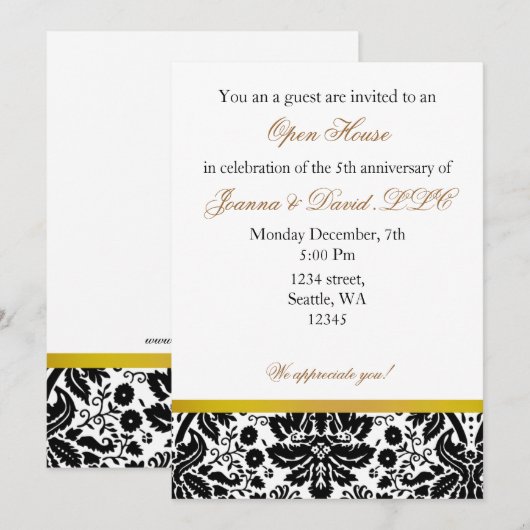 Elegant gold Corporate party Invitation Kaart (Voorkant / Achterkant)