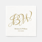 Elegant Gold Couples Monogram Names Initiaal Napki Servet (Voorkant)