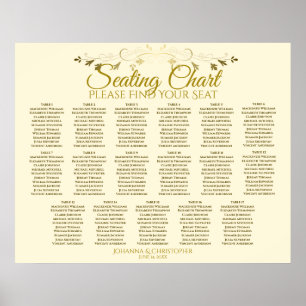 Elegant Gold Cream 17-tabel weddenschapenkaart Poster