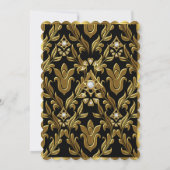 Elegant Gold Cream Damask Black Birthday Party Kaart (Achterkant)