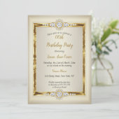Elegant Gold Cream Diamond Birthday Party Kaart (Staand voorkant)