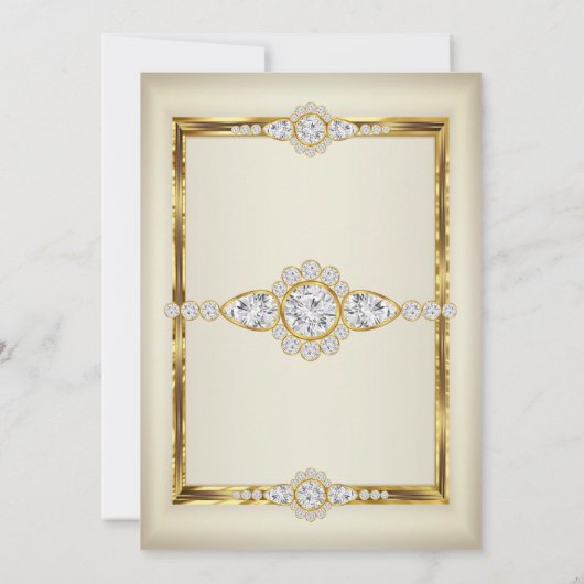 Elegant Gold Cream Diamond Birthday Party Kaart (Achterkant)