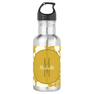 ELEGANT GOLD CREAM FLOWER MONOGRAM GOLDEN FLORAL WATERFLES 