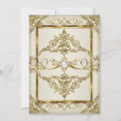 Elegant Gold Cream Pearl Damask Foto van zaterdag Kaart (Achterkant)