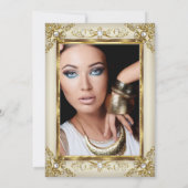 Elegant Gold Cream Pearl Foto Birthday party Kaart (Achterkant)