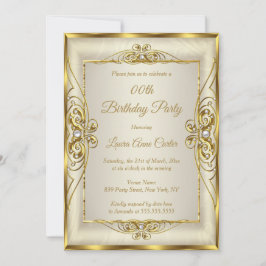 Elegant Gold Cream Pearl Foto van Birthday Party Kaart