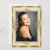 Elegant Gold Cream Pearl Foto van Birthday Party Kaart (Achterkant)