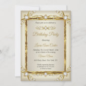Elegant Gold Cream Pearl Foto van Birthday Party Kaart (Voorkant)