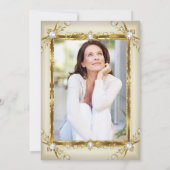 Elegant Gold Cream Pearl Foto van Birthday Party Kaart (Achterkant)