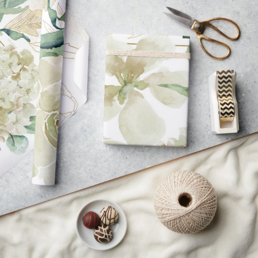 Elegant Gold Creme Waterverf Roos Vowel Renewal Cadeaupapier (Crafts)