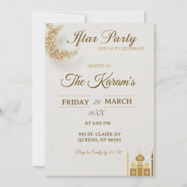 Elegant Gold Crescent Moo, Ramadan Iftar Party  Kaart