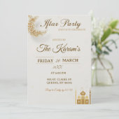 Elegant Gold Crescent Moo, Ramadan Iftar Party  Kaart (Staand voorkant)