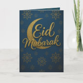 Elegant Gold Crescent Moon Eid Mubarak Greeting Kaart (Voorkant)