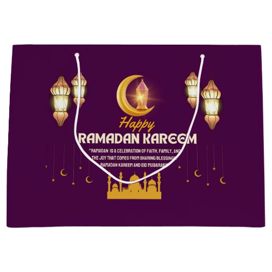 Elegant Gold Crescent Ramadan Mubarak Greeting Groot Cadeauzakje (Voorkant)