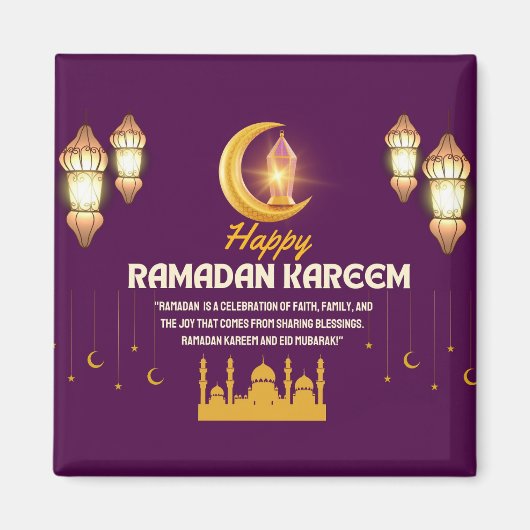 Elegant Gold Crescent Ramadan Mubarak Greeting Magneet (Voorkant)