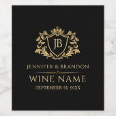 Elegant Gold Crest Frame Wine Label Wijn Etiket (Enkel label)