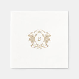 Elegant Gold Crest Monogram Wedding Napkin Servet