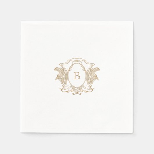 Elegant Gold Crest Monogram Wedding Napkin Servet (Voorkant)