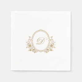 Elegant Gold Crest Monogram Wedding Napkin Servet