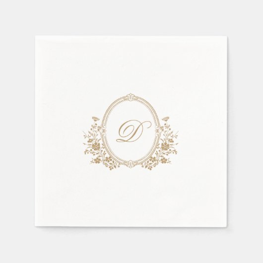 Elegant Gold Crest Monogram Wedding Napkin Servet (Voorkant)