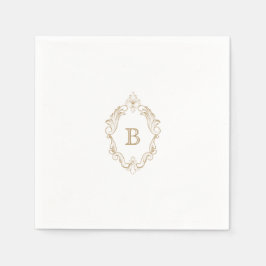 Elegant Gold Crest Monogram Wedding Napkin Servet