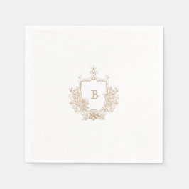 Elegant Gold Crest Monogram Wedding Napkin Servet