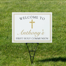 Elegant Gold Cross 1st Heilige Communauteit Welkom