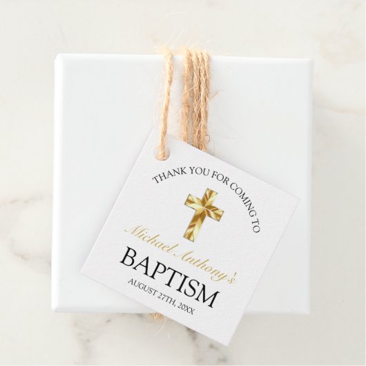 Elegant Gold Cross Baby Baptisme Dank je wel Bedankjes Labels (In situ)