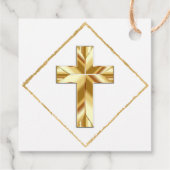 Elegant Gold Cross Baby Baptisme Dank je wel Bedankjes Labels (Achterkant)